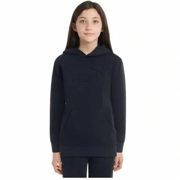 NEW Puma Solid Unisex Kids Boys Girls Pull Over Fleece Hoodie Sweatshirt S 7 8 - Picture 3 of 5